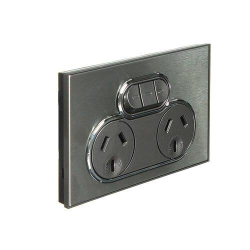 Clipsal Saturn 4000Twin Switched Socket Outlet 250V, 10A with Extra Switch - 4025X-HS - ARCK Electrical Wholesale Supplies