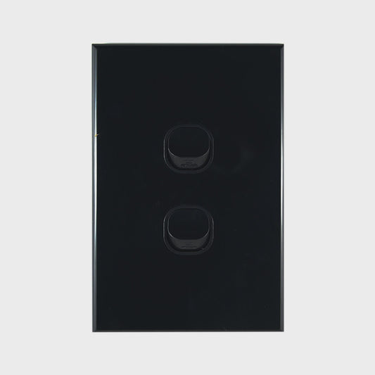 Light Switch 2 Gang – VERTICAL BLACK - LS102VB-L - ARCK Electrical Wholesale Supplies