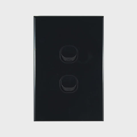 Light Switch 2 Gang – VERTICAL BLACK - LS102VB-L - ARCK Electrical Wholesale Supplies