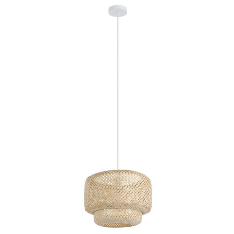 Hettonle Pendant Light White Steel Natural Wood - 43868N - ARCK Electrical Wholesale Supplies