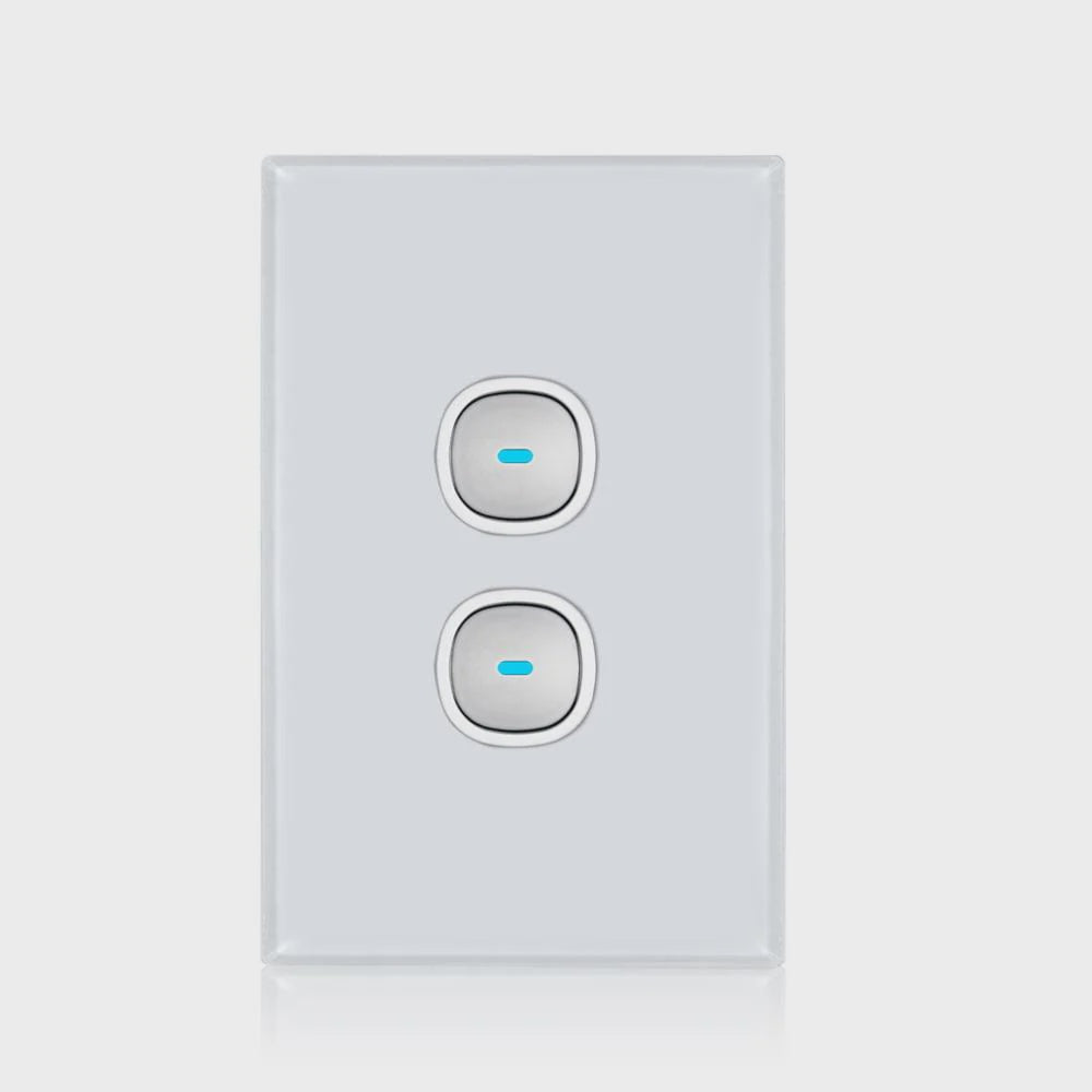 Transco Glass-look OPAL LED 2 Gang Push Button Switch - S2G - ARCK Electrical Wholesale Supplies
