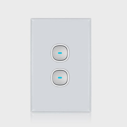 Transco Glass-look OPAL LED 2 Gang Push Button Switch - S2G - ARCK Electrical Wholesale Supplies