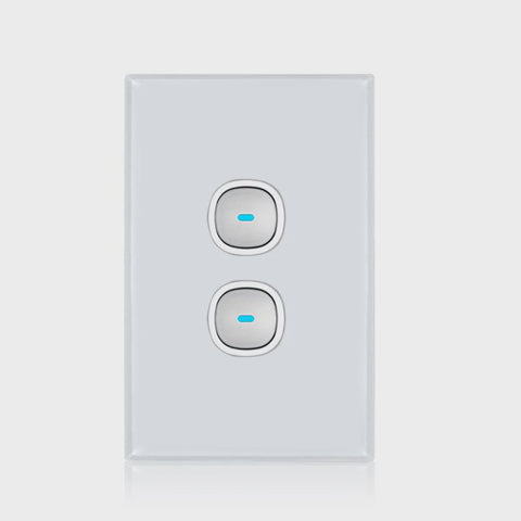 Transco Glass-look OPAL LED 2 Gang Push Button Switch - S2G - ARCK Electrical Wholesale Supplies