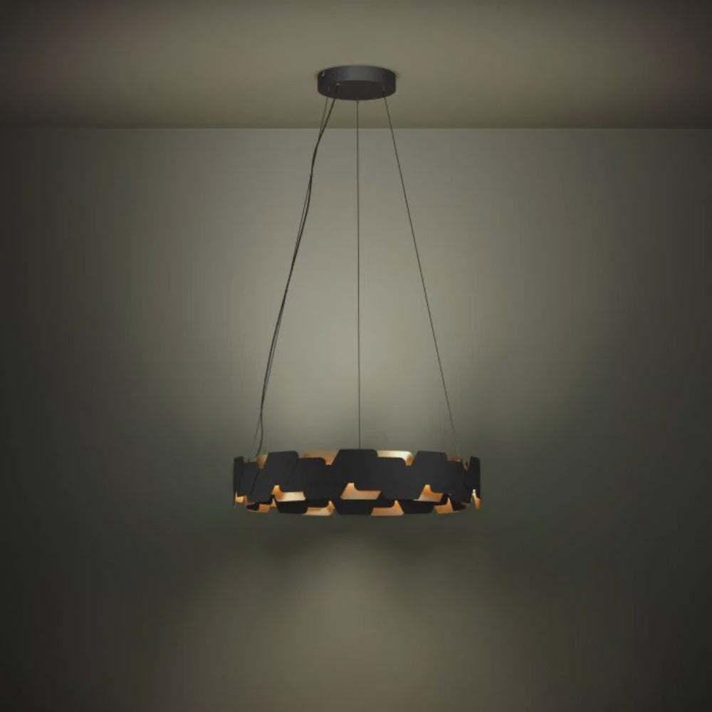 Altagracia LED Pendant 2 Lights Black / Gold Steel 3000K - 390031 - ARCK Electrical Wholesale Supplies