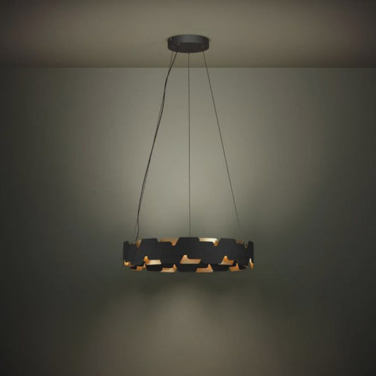 Altagracia LED Pendant 2 Lights Black / Gold Steel 3000K - 390031 - ARCK Electrical Wholesale Supplies