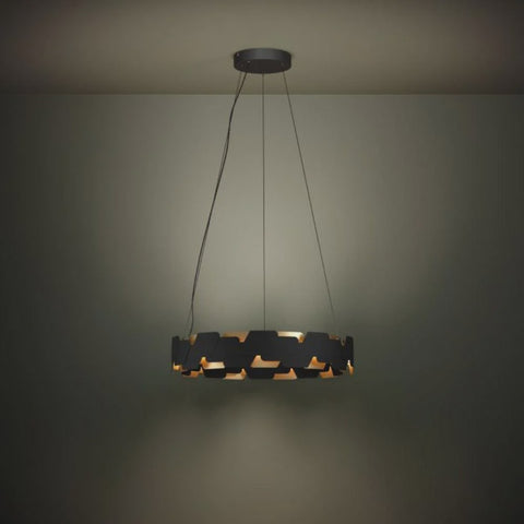 Altagracia LED Pendant 2 Lights Black / Gold Steel 3000K - 390031 - ARCK Electrical Wholesale Supplies