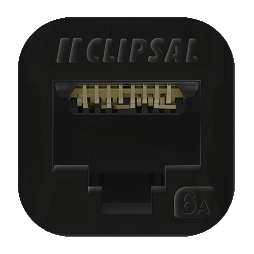 Clipsal Iconic 40 Series CAT6A Data Connector RJ45 Black - 40RJ45SMA6AC-BK - ARCK Electrical Wholesale Supplies