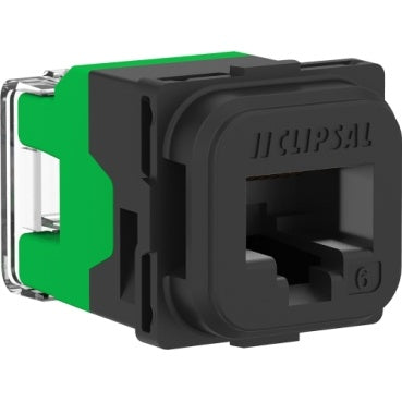 Clipsal CAT6 RJ45 Data Mech Suitable For Clipsal Wall Sockets Black Each   40RJ45SMA6C-BK - ARCK Electrical Wholesale Supplies