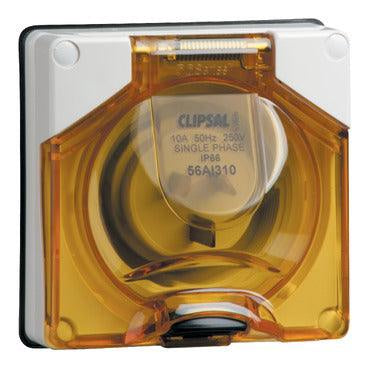 Clipsal 56 Series 3 Pin 10A Appliance Inlet Less Enclosure Grey - 56AI310LE-GY - ARCK Electrical Wholesale Supplies