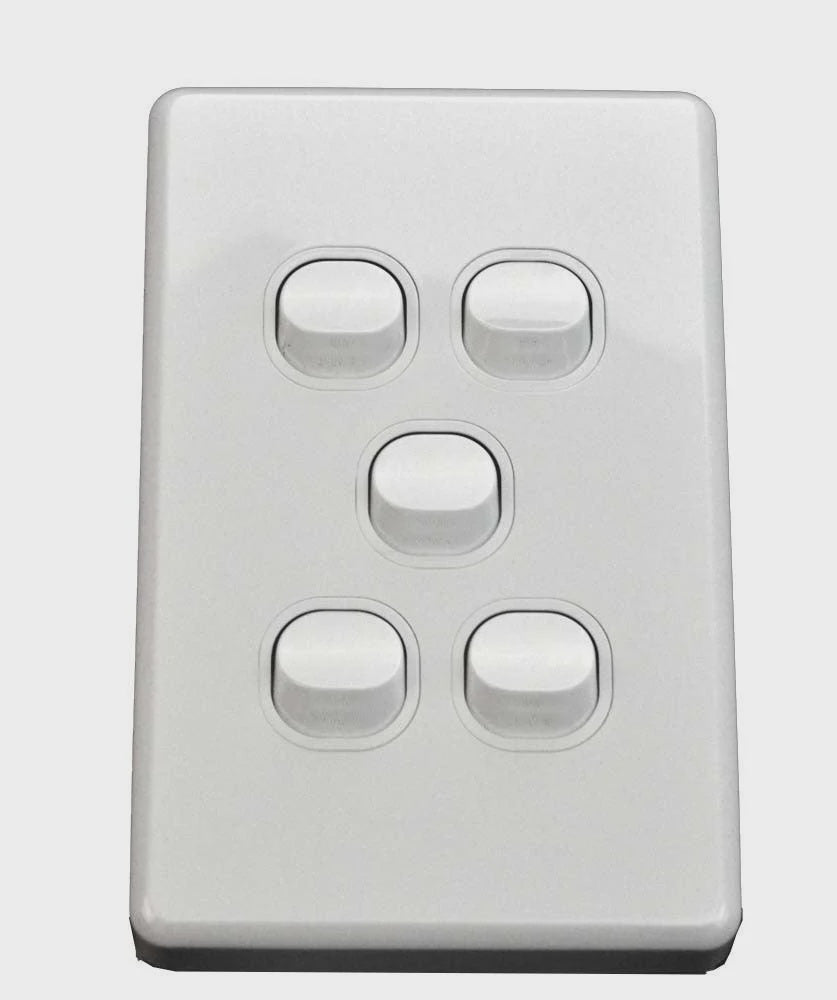 NLS 5 GANG SWITCH 10 AMP ' CLASSIC' STYLE ' - 30669NLS - ARCK Electrical Wholesale Supplies