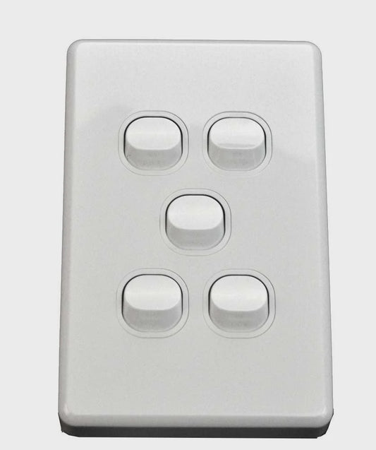 NLS 5 GANG SWITCH 10 AMP ' CLASSIC' STYLE ' - 30669NLS - ARCK Electrical Wholesale Supplies