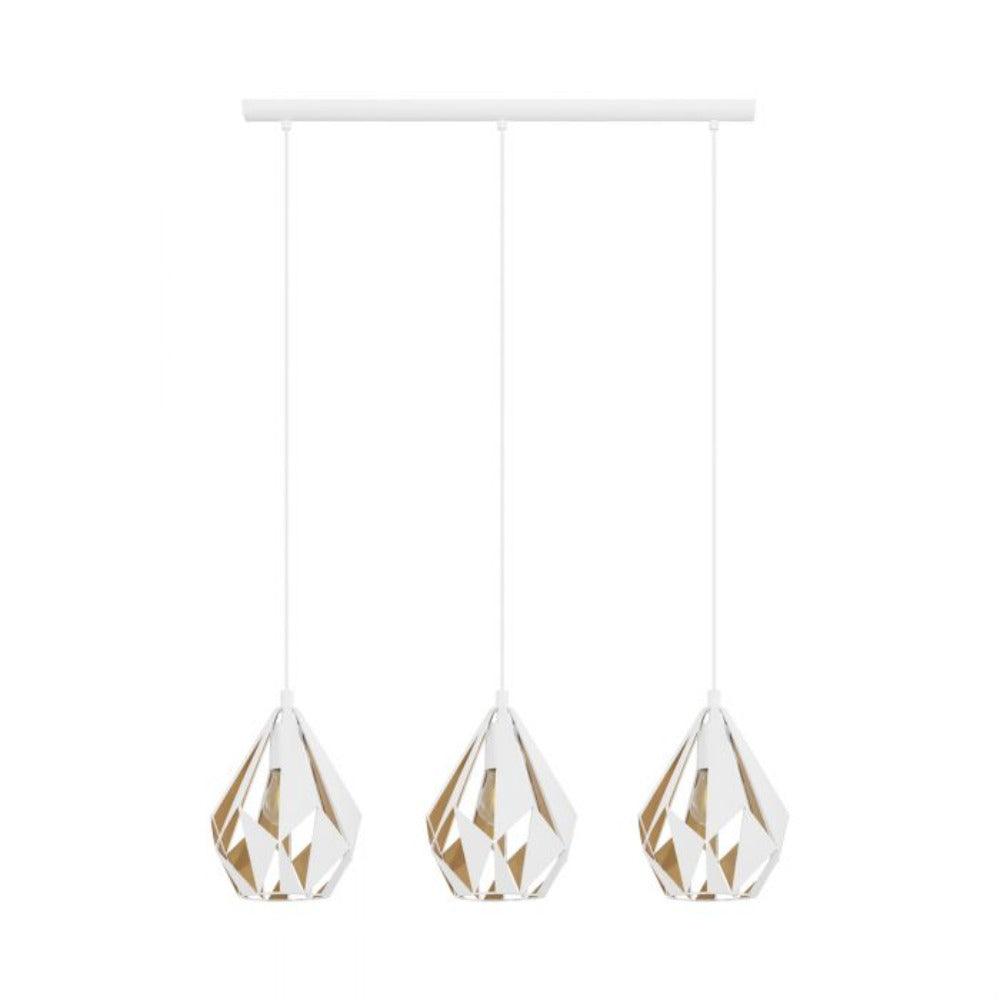 Carlton 3 Light Pendant White Steel - 43002N