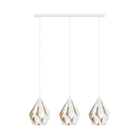 Carlton 3 Light Pendant White Steel - 43002N