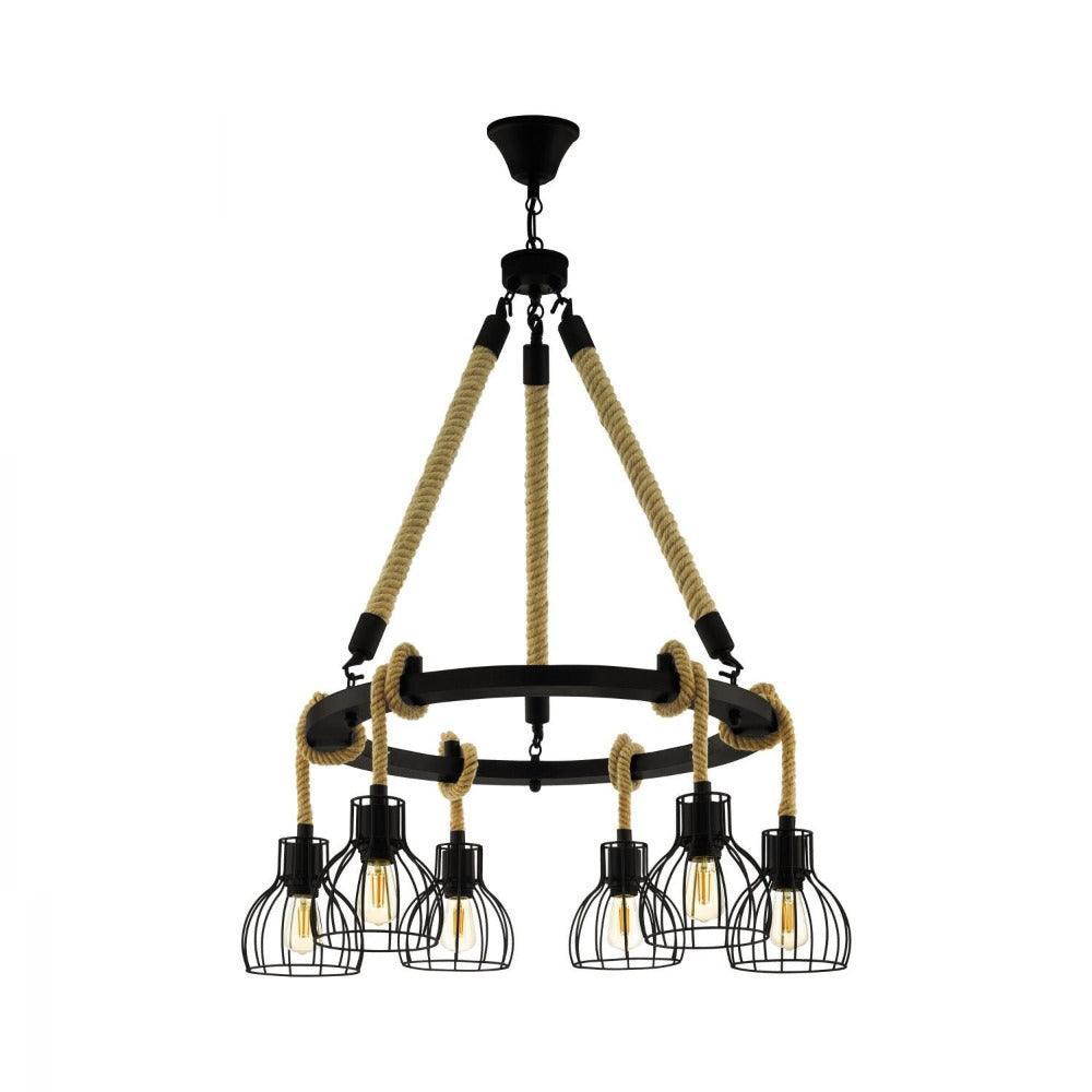 Rampside 6 Light Pendant Black & Amber 760mm - 43194