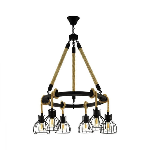 Rampside 6 Light Pendant Black & Amber 760mm - 43194