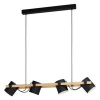 Hornwood 4 Light Pendant Black Steel Brown Wood - 43424N