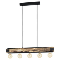 Layham 5 Light Island Pendant Black / Brown - 43468N