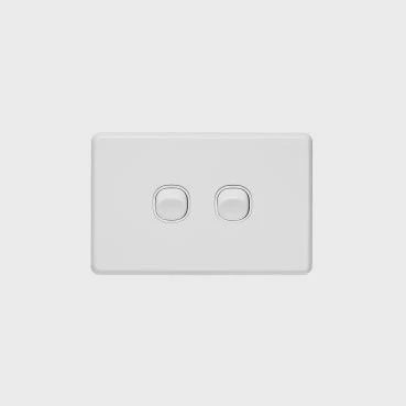 Clipsal Classic C2000 Series Flush Switch 2 Gang, 250VAC, 10A, Standard, Horizontal - C2032HA-WE - ARCK Electrical Wholesale Supplies