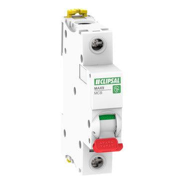 Clipsal MAX9 1 Pole Circuit Breaker 6kA 63A Red Toggle - MX9MC163R - ARCK Electrical Wholesale Supplies