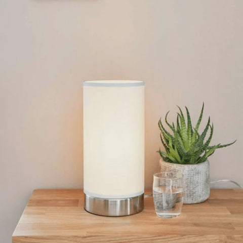 Pasteri 1 Light Touch Table Lamp Satin Nickel & White - 95118N - ARCK Electrical Wholesale Supplies