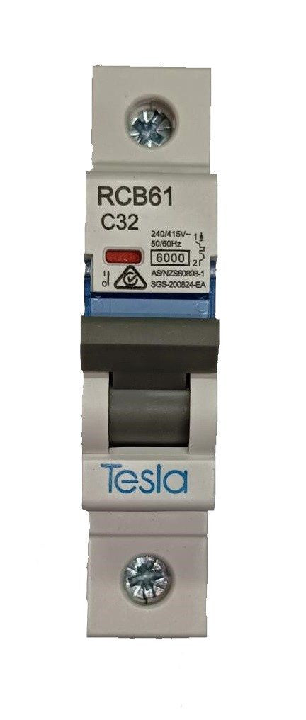 Tesla MCB 1 Pole 32A 6KA B Series - TESTMCB1P32 - ARCK Electrical Wholesale Supplies