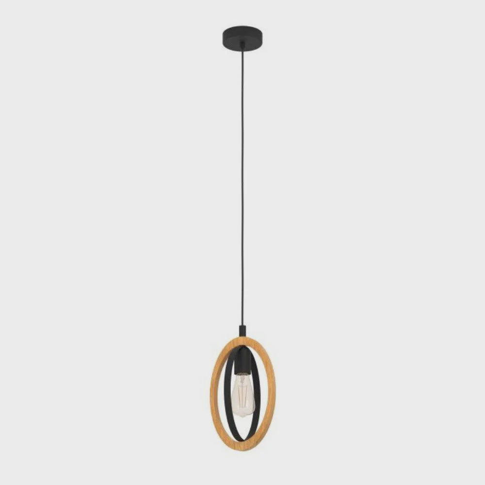 BASILDON Pendant Light Black / Brown Steel -43461N - ARCK Electrical Wholesale Supplies