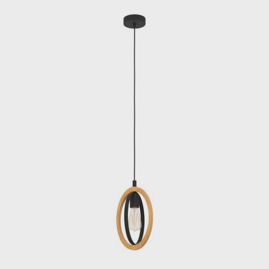 BASILDON Pendant Light Black / Brown Steel -43461N - ARCK Electrical Wholesale Supplies