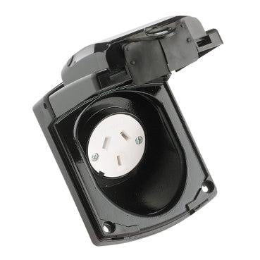 Clipsal 10A Auto Switched Caravan Socket Outlet Black - 415VF-BK - ARCK Electrical Wholesale Supplies