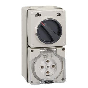 Clipsal 56 Series Round 5 Pin 50A Switched Socket Grey - 56C550-GY - ARCK Electrical Wholesale Supplies