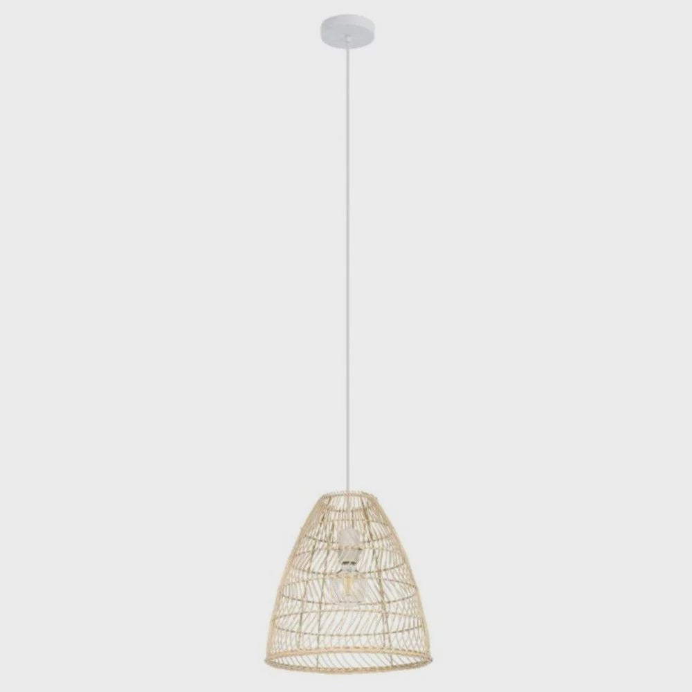AYESGARTH Pendant Light White Steel Natural Wood - 43866N - ARCK Electrical Wholesale Supplies