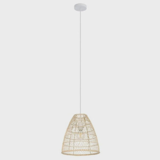 AYESGARTH Pendant Light White Steel Natural Wood - 43866N - ARCK Electrical Wholesale Supplies