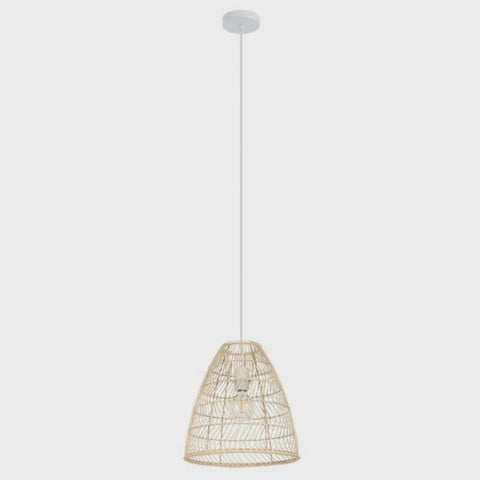 AYESGARTH Pendant Light White Steel Natural Wood - 43866N - ARCK Electrical Wholesale Supplies