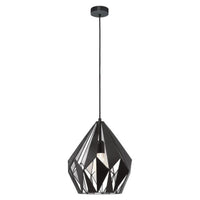 Carlton 1 Light Pendant Medium Black and Silver Steel - 49255N