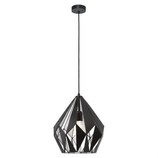 Carlton 1 Light Pendant Medium Black and Silver Steel - 49255N