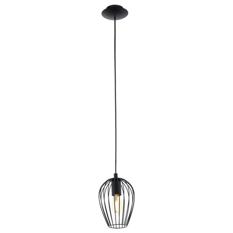 Newtown 1 Light Pendant Black 160mm - 49477
