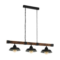 Oldbury 3 Light Pendant Wood / Rustic Brown - 49685