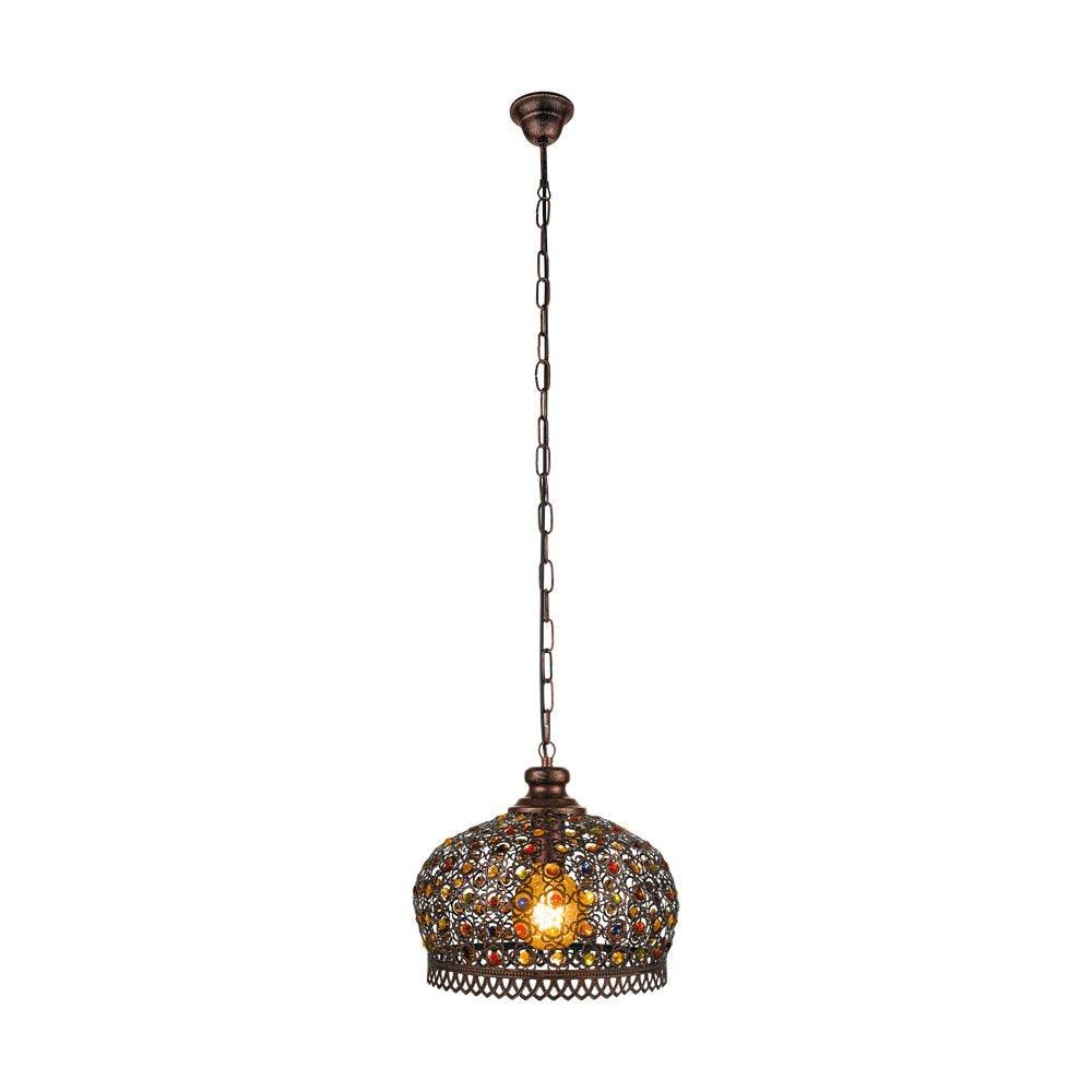 Jadida 1 Light Pendant Antique Copper & Coloured 330mm - 49764 - ARCK Electrical Wholesale Supplies