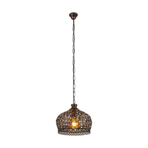 Jadida 1 Light Pendant Antique Copper & Coloured 330mm - 49764 - ARCK Electrical Wholesale Supplies