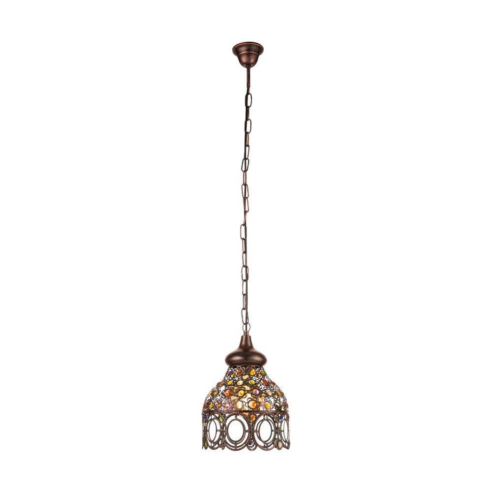 Jadida 1 Light Pendant Antique Copper & Coloured 220mm - 49765
