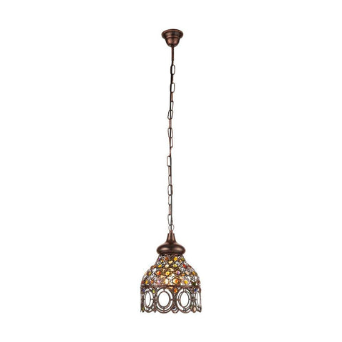 Jadida 1 Light Pendant Antique Copper & Coloured 220mm - 49765