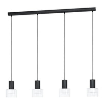 MOLINEROS Pendant 4 Lights Black Steel Clear Glass 3CCT - 39726N