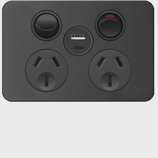 Hager 10 Amp SILHOUETTE Double - WBSP2SUSBAC-MB - ARCK Electrical Wholesale Supplies