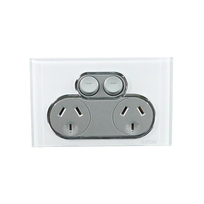 Clipsal Saturn 10A Double Power Point Pure White - ARCK Electrical Wholesale Supplies