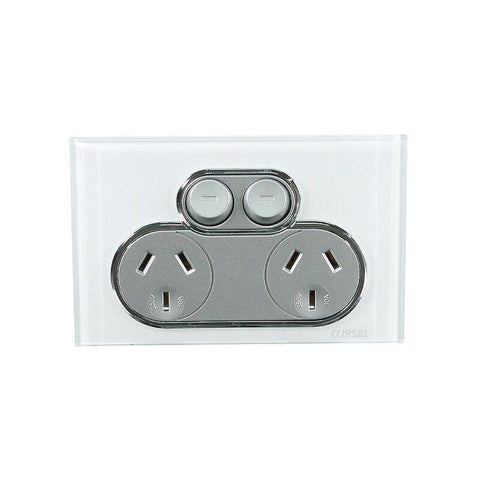 Clipsal Saturn 10A Double Power Point Pure White - ARCK Electrical Wholesale Supplies