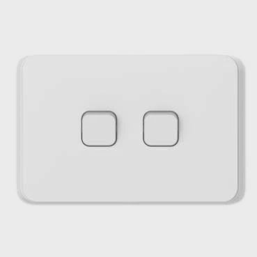 Clipsal Iconic 2 Gang Horizontal Switch 10A White - 3042HA-VW - ARCK Electrical Wholesale Supplies