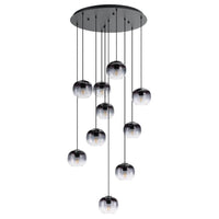 OILELLA Cluster Pendant 10 Lights Black Steel Black Grey Glass - 205649N