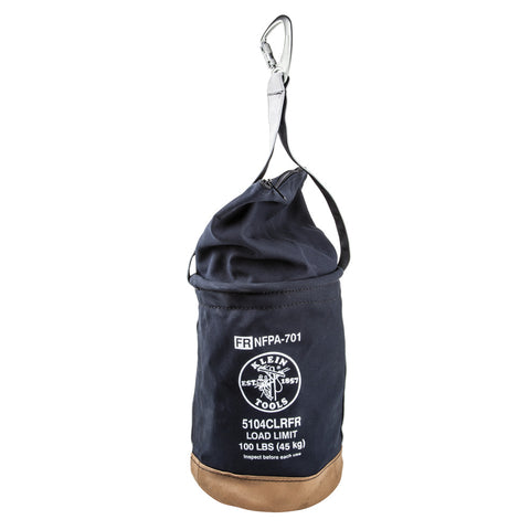 Klein Tools Canvas Bucket, Flame-Resistant, Top Closing, 12-Inch- A-5104CLRFR
