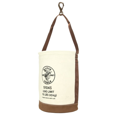 Klein Tools Canvas Bucket, Leather Bottom, Swivel Snap, 12-Inch- A-5104S