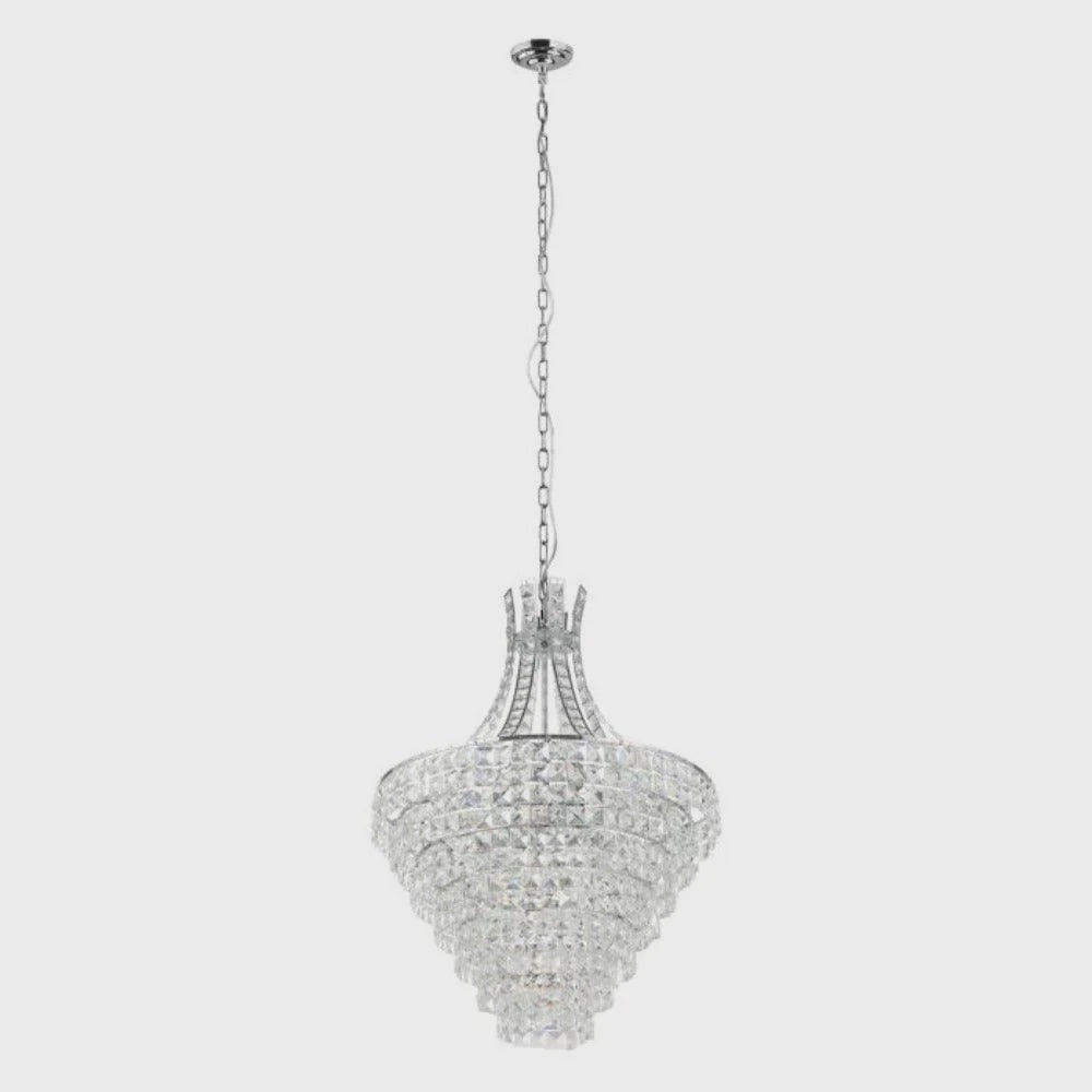 Beires Crystal Pendant 10 Lights Chrome Steel Brilliant Glass - 390264 - ARCK Electrical Wholesale Supplies