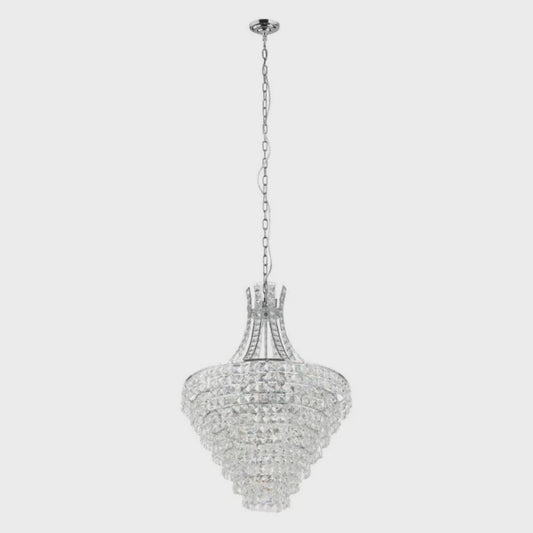 Beires Crystal Pendant 10 Lights Chrome Steel Brilliant Glass - 390264 - ARCK Electrical Wholesale Supplies
